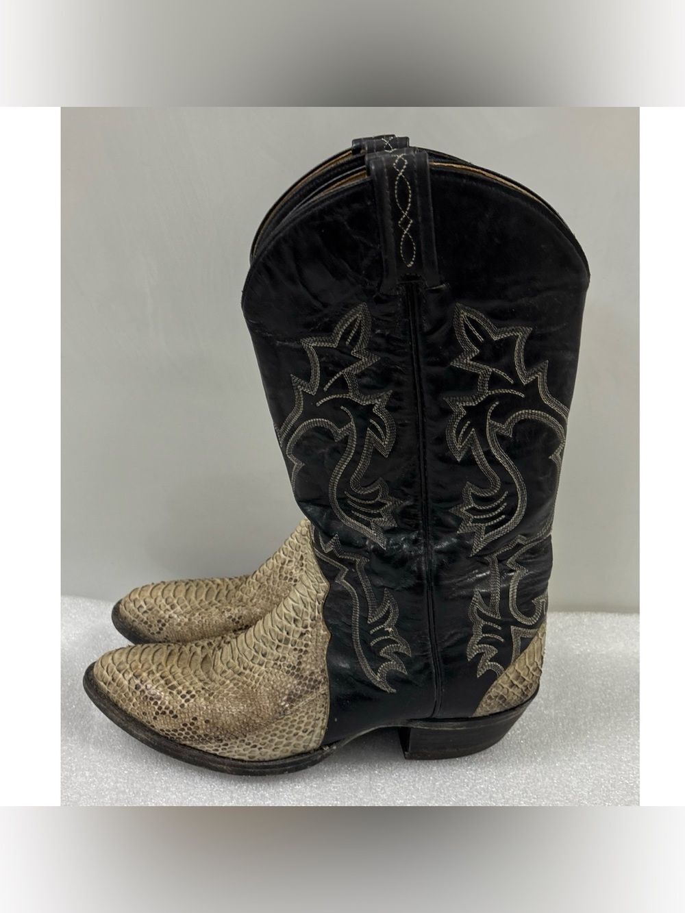 Vintage Tony Lama Python Snakeskin Cowboy Boots Size 10.5D